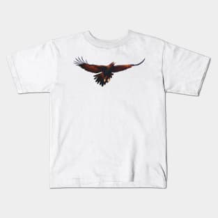 Wedge-tailed Eagle with full wingspan, Beautiful Australian raptor illustration. Bird lovers gift Kids T-Shirt